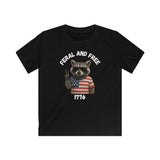 Patriotic Kids Softstyle Tee, Fun Kids T-Shirt, 4th of July Outfit, American Flag Tee, Adventure Shirt, Summer Style