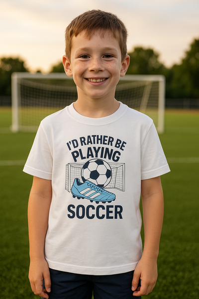 Kids Soccer Tee - I’d Rather Be Playing Soccer, Sports Gift, Youth Soccer Shirt, Birthday Gift for Soccer Lovers