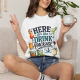 Here for the Drink Package T-Shirt - Cruise Apparel - Funny Vacation Shirts