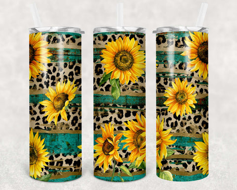 Sunflowers and Leopard Print Tumbler